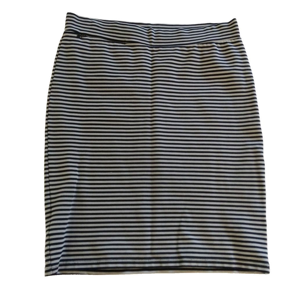 Toad & Co. Paseo Striped Ponte Knit Pencil Skirt Size M Gray Black Zip Pocket